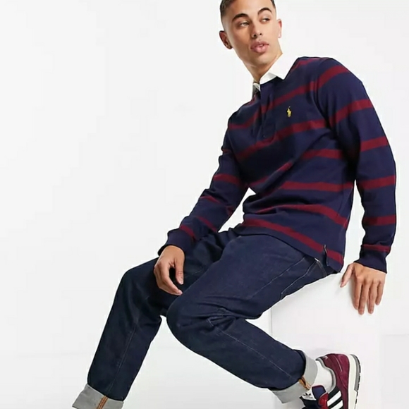 Polo Ralph Lauren Other - NWT Polo Ralph Lauren Icon Logo Stripe Rugby Classic  - Navy/Wine